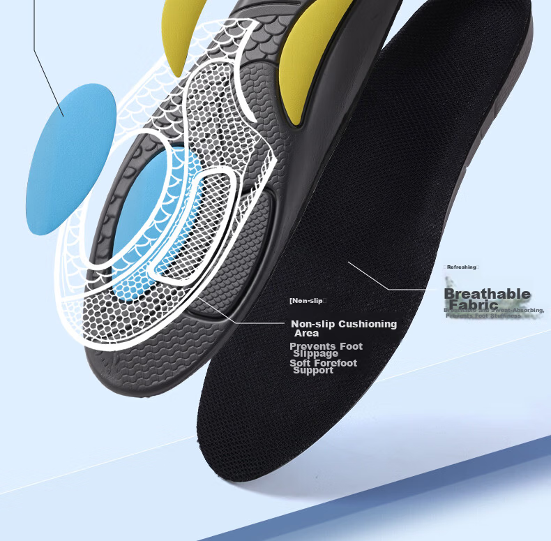 FOOTOPPO Sports Insoles for Men, Ultra-Soft Shock-Absorbing Insoles with Squishy Feel for Military Training, Basketball Shoes, Running Shoes for Men And Wome 6
