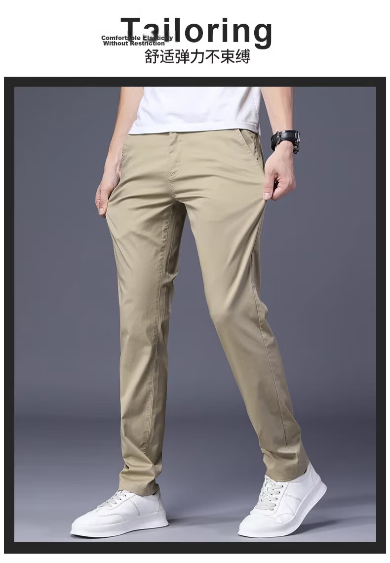 Playboy Summer Lightweight Men's Casual Pants Pure Cotton Loose Straight-Leg New Trendy Brand Versatile Stretch Trousers for Men 8