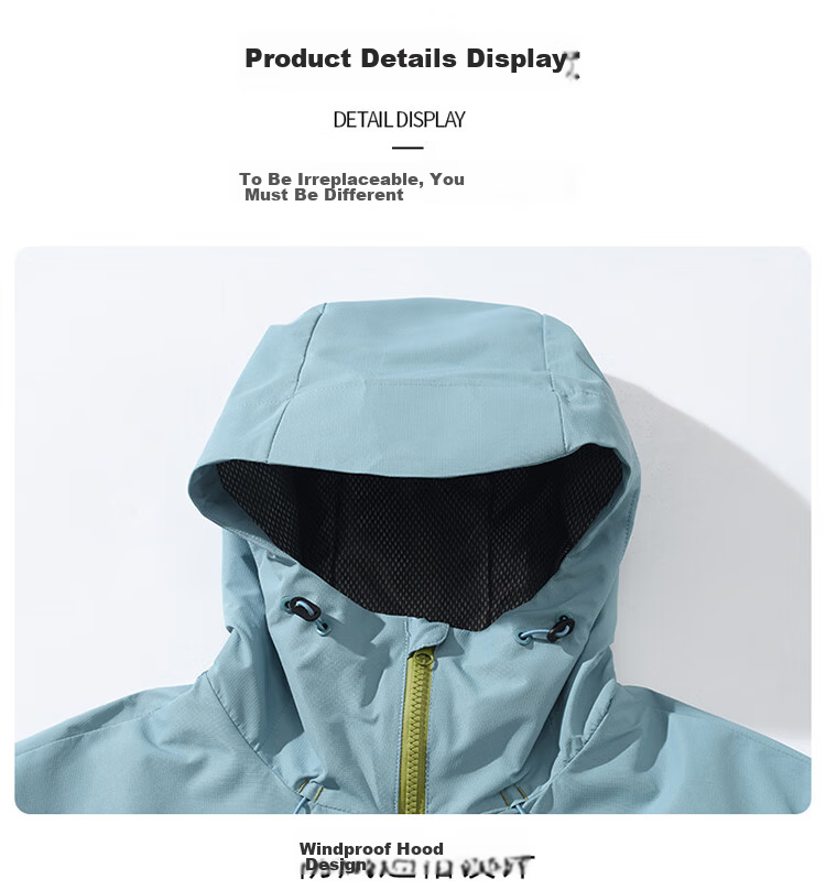 JEEP SPIRIT Outdoor Hooded Jacket for Women, Autumn And Winter Couple's Windproof And Waterproof Mountaineering Jacket, Men's Peacock Blue, Size L 33
