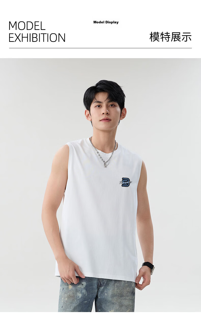 Baleno American Retro Men's Summer Cotton Vest Loose Quick-Dry Sleeveless T-Shirt for Fitness Running Sports 8