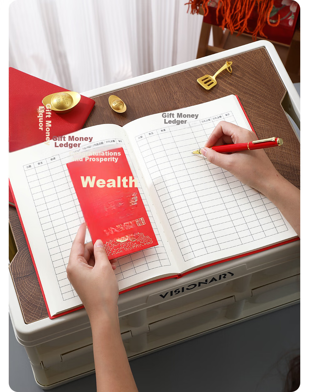 Faramon Gift Money Accounting Book for Weddings and Celebrations, Guest Gift Registry, Personal Gift Transactions Ledger, Leather Cover Gift Money Register, Sign-in Book A5 - Gift Money Ledger 16