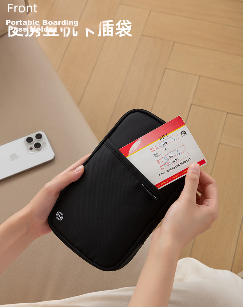 Bona Cloud Crossbody Travel Passport Bag Anti-Theft RFID Boarding Pass Document Organizer Neck Hanging Card Holder Large Capacity Phone Bag 5