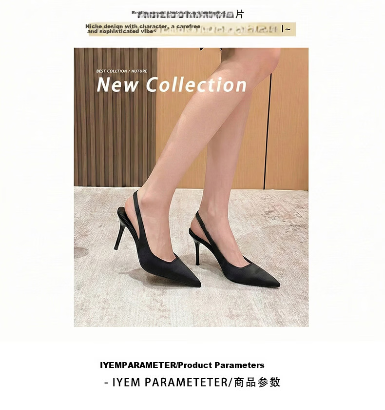 FOOTOPPO Suede High Heels Women Comfortable Non-Slip Black Stiletto Sandals Elegant Pointed Toe High Heels 2