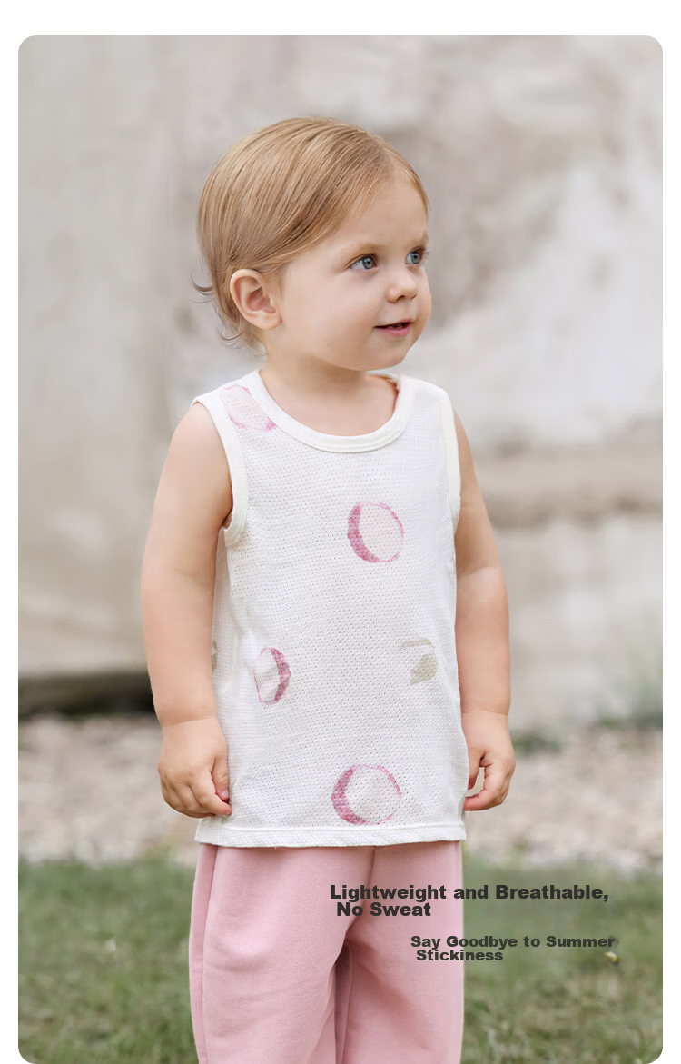 Babylove Baby Boys and Girls Summer Cotton Sleeveless Vest Breathable Mesh Jacquard T-Shirt 5