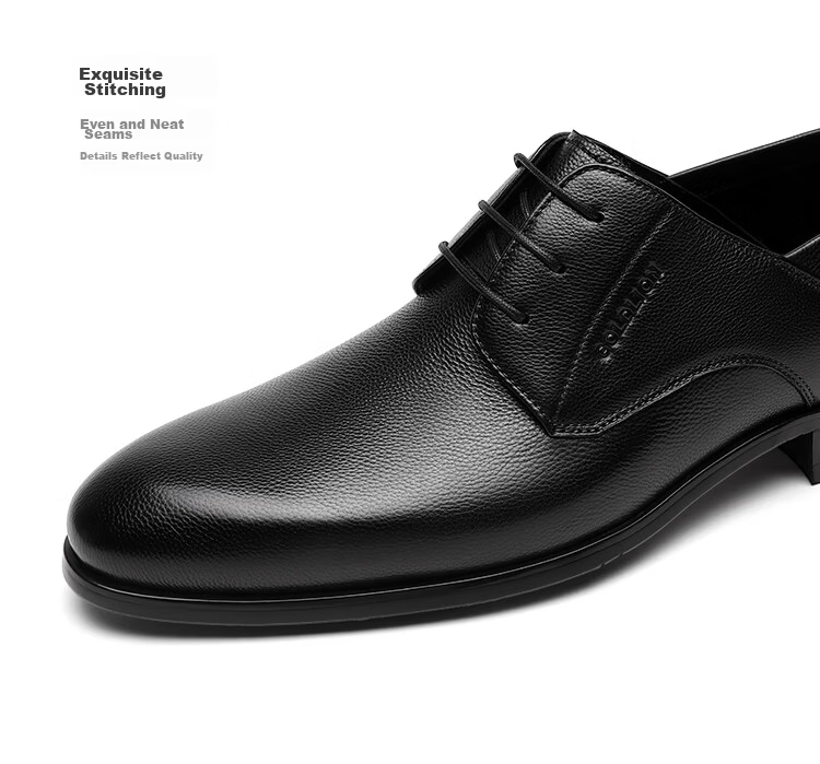 Goldlion Men's Shoes 2026 Summer New Formal Textured Cowhide Comfortable Derby Shoes G521620571AAB Black Size 42 15