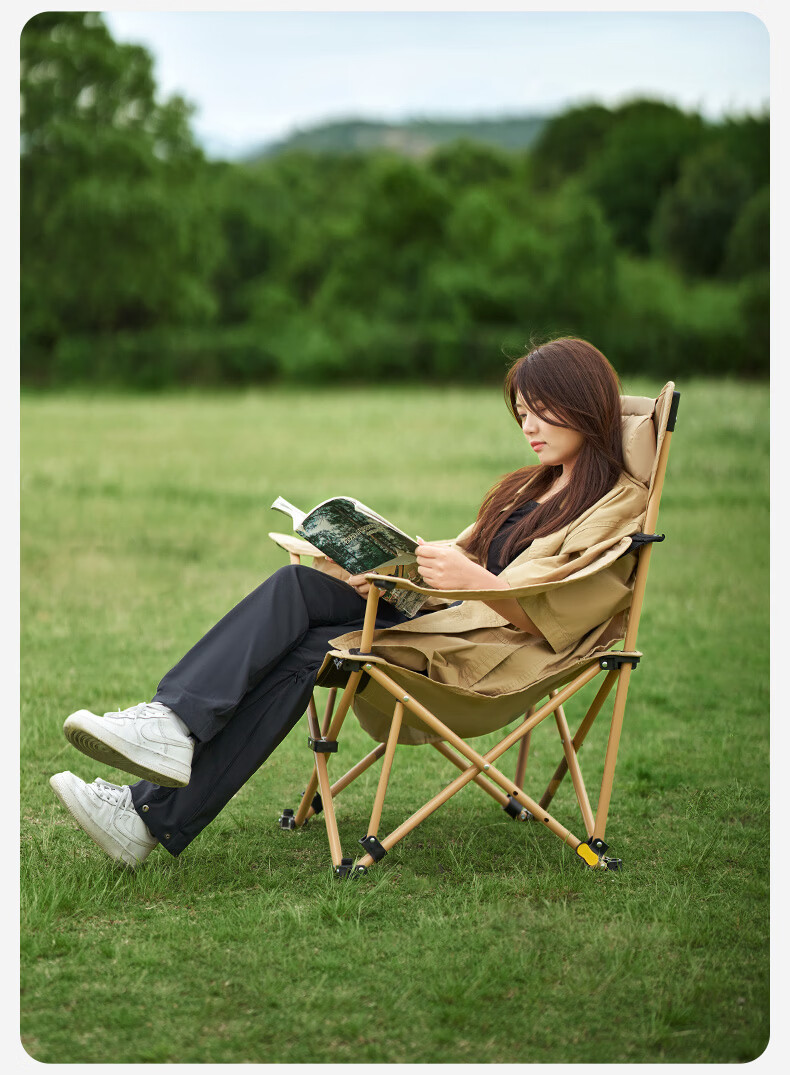 MOBIGARDEN Leisure Lounge Chair, Outdoor Camping Nap Companion Folding Bed with Headrest, Foldable Chair with Three Adjustable Positions for Sitting And Lying 21