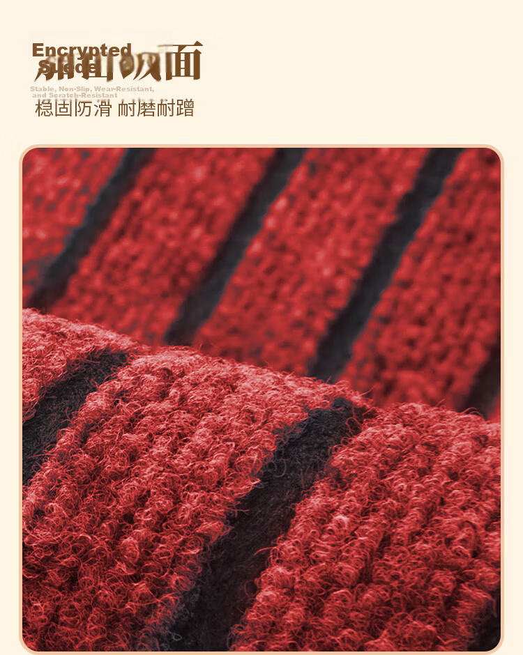 Jushiyi Entrance Door Mat Oil-Absorbing Dust-Proof Non-Slip Rug Seven Stripes Carpet 50x80cm Dark Red 2