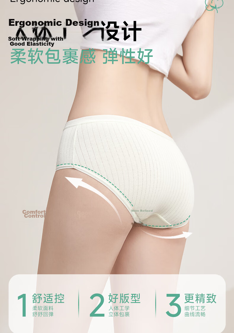 Qihaiqiu 8-Pack Disposable Women's Striped Cotton Double-Crotch Sterilized Individually Packaged Maternity Postpartum Daily Use Panties - 2XL 10
