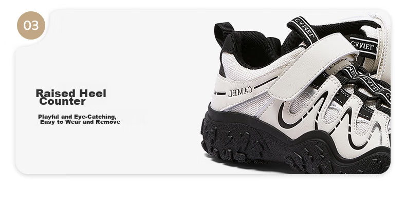 CAMEL Aurora Cute Ugly Kids Casual Velcro Children's Hiking Shoes L66S202026 Off-White/Black Size 35 19