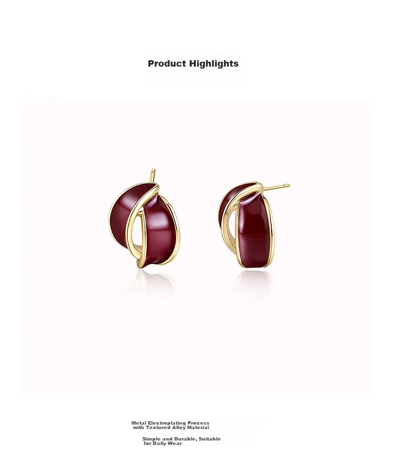 Aji Bean Earrings for Women Qi Ji Red Hong Kong Style Popular Vintage High-End Earrings Gift for Girlfriend Qixi Festival 2
