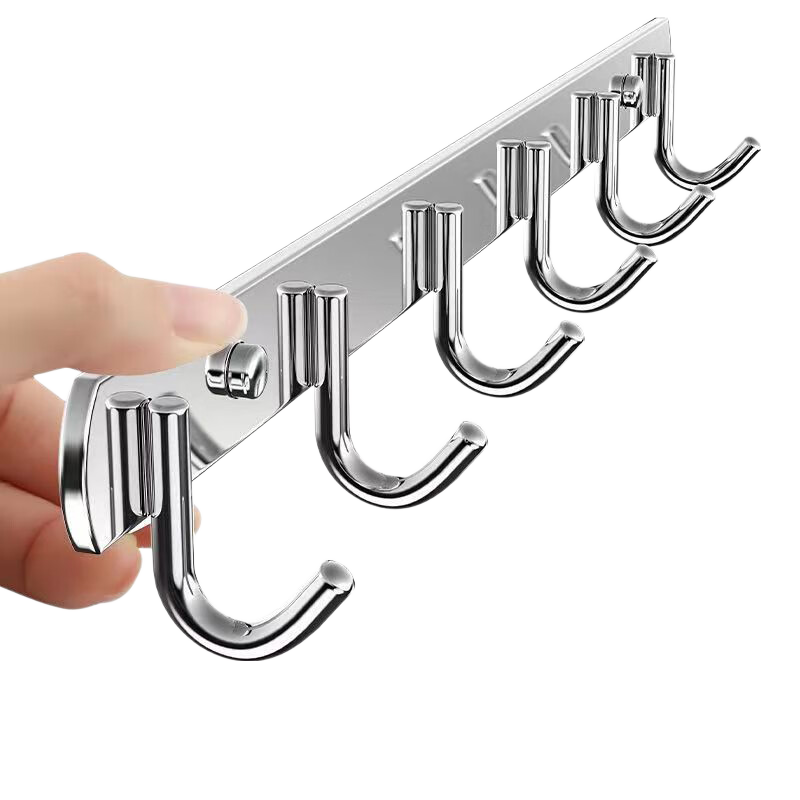 Stainless Steel Adhesive S-Hook Strong No-Drill Wall Hook for Door Coat Rack Bathroom Damage-Free Hook