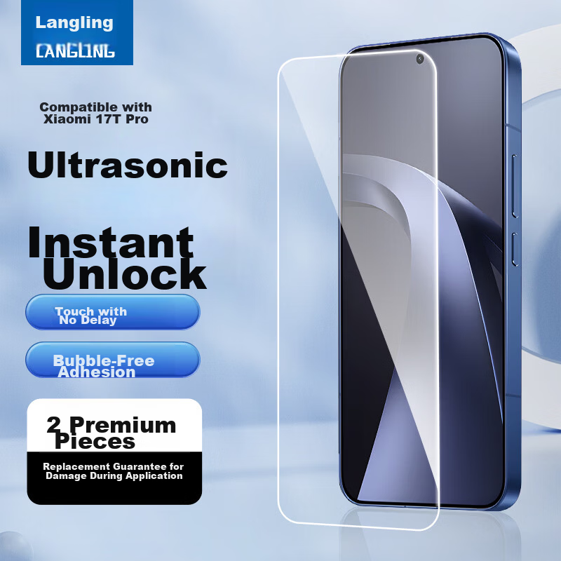 Langling [2 Pieces] Tempered Glass Screen Protector for Xiaomi 17T Pro, Full-Coverage, HD Anti-Shatter, Scratch-Resistant, Anti-Fingerprint Film