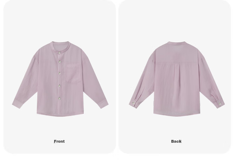 Duoduo Kids Casual Shirt Summer Small Stand Collar Children's Lightweight Breathable Jacket Simple High-End Versatile Kids Top 42