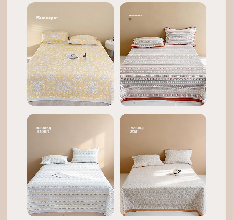 YAZAN Baby Crib Parent-Child Bed Gauze Soft Mat Pure Cotton Bed Sheet Maternity A-Class Four Seasons Classic Running Rabbit 90*70CM 19