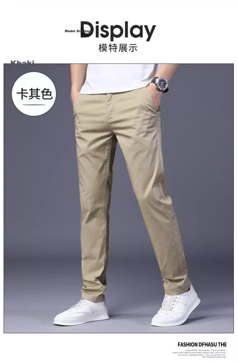 Playboy Summer Lightweight Men's Casual Pants Pure Cotton Loose Straight-Leg New Trendy Brand Versatile Stretch Trousers for Men 14