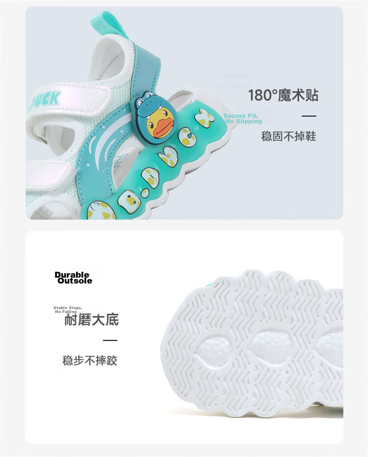 B.Duck Girls' Sandals, Summer Shiny Colorful Light-Up Shoes, Baby Closed-Toe Beach Shoes, 5017 Pink, Size 28 12