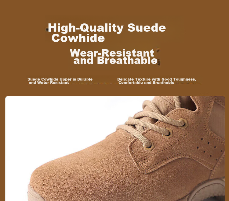 Andatong Combat Boots, High-Top Training Boots, Outdoor Training Shoes for Men And Women, New Style for Summer And Winter, Brown Anti-Stab Safety Boots, [Microfiber] Original Combat Boots/2 Pairs with Breathable Inner Linings, Size 42 5