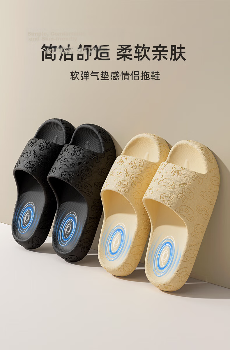 LURAD Summer Indoor Cool Slippers Women Home Thick Sole Couple Bathroom Shower Silent Slippers Men Pink 37-38 1
