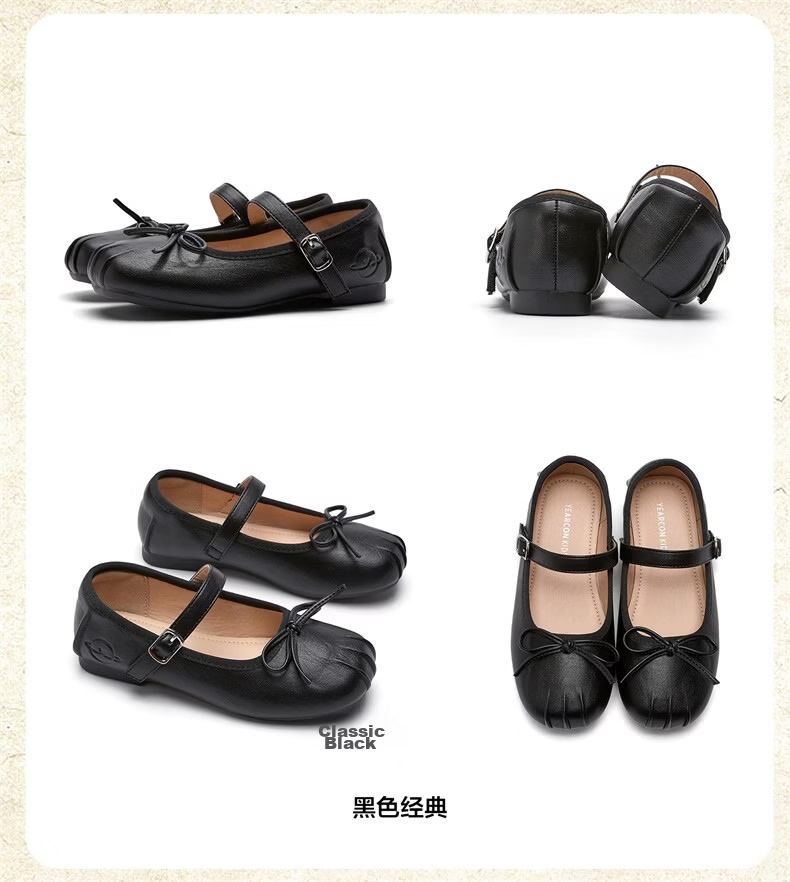 Eierkang Girls Classic Princess Shoes Multi-Color Available Single Strap Bowknot Student Performance Flats Black Size 33 13