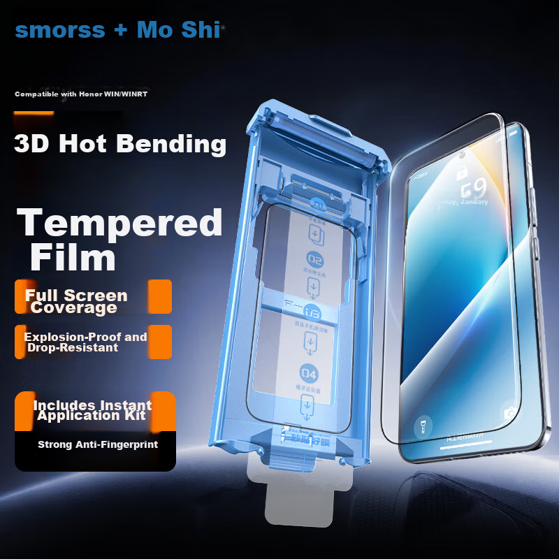 Smorss 3D Curved Full Adhesive Film with Roller Dust-Free Chamber for Honor WIN/WIN RT Tempered Glass Screen Protector High Aluminum Tempered Glass Mobile Film