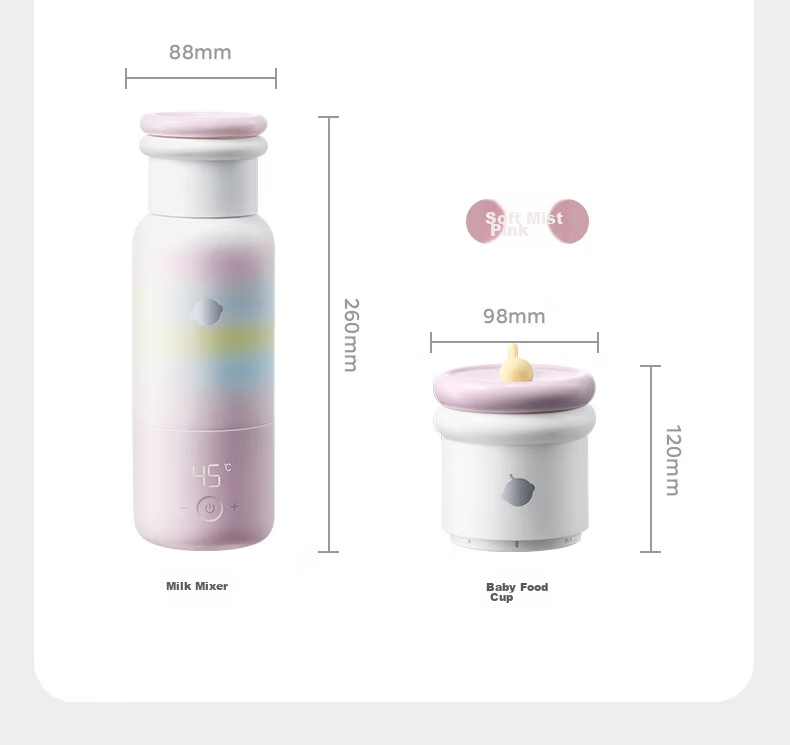 Babycare Portable Baby Food Cup Temperature-Controlled Food Cup Travel Milk Bottle Replacement Only Food Cup Soft Mist Pink 39