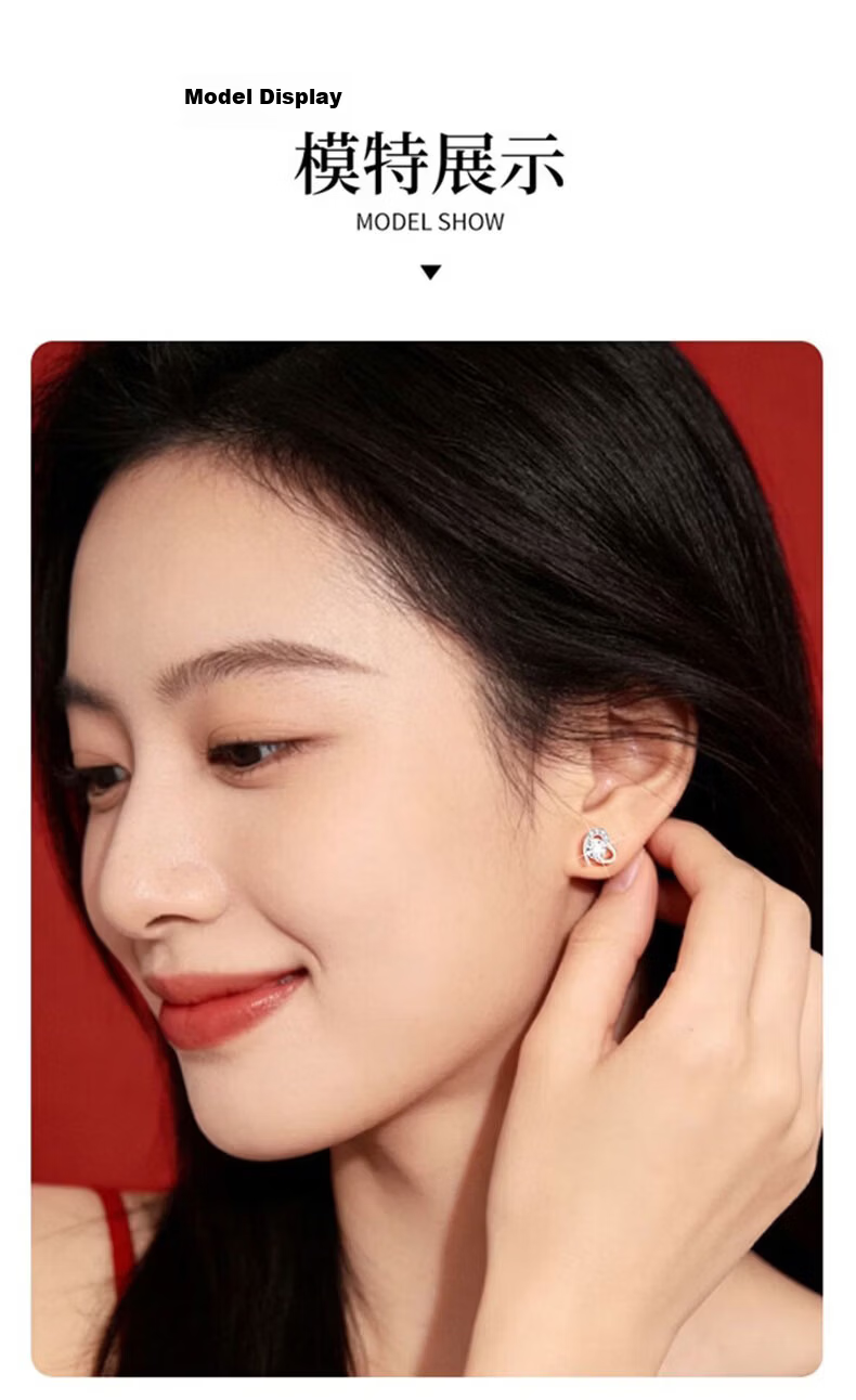 Dijing Weekly Stud Earrings Gift Box Qixi Valentine's Day Gift for Girlfriend Luxury 925 Silver Needle Earrings Silver Ear Rings 11