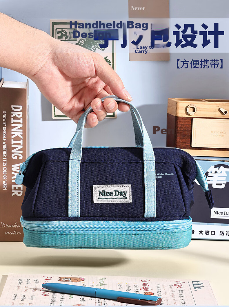 Kabaxiong Large Opening Pencil Case 9-Layer High Capacity Waterproof Dirt-Resistant Student Stationery Essential Back-to-School Stylish Handheld Girls' Stationery Box 7