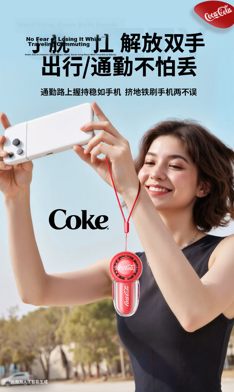 Coca-Cola Handheld Desktop Long Battery Life Portable Rechargeable High-Speed Cooling Fan for Office, Students, Dormitory, Outdoor B-FS05G 10