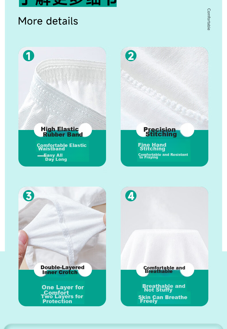 Qihaiqiu Disposable Women's Sterile Travel Underwear Wash-Free Shorts Maternity Postpartum Plus Size Portable Daily Disposable Panties 4 Pieces XL 12