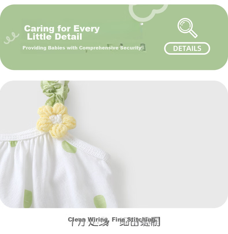 Youqi Baby Girl Summer Thin Strap Romper Infant Cute Newborn Full Moon Hundred Days Bodysuit 9