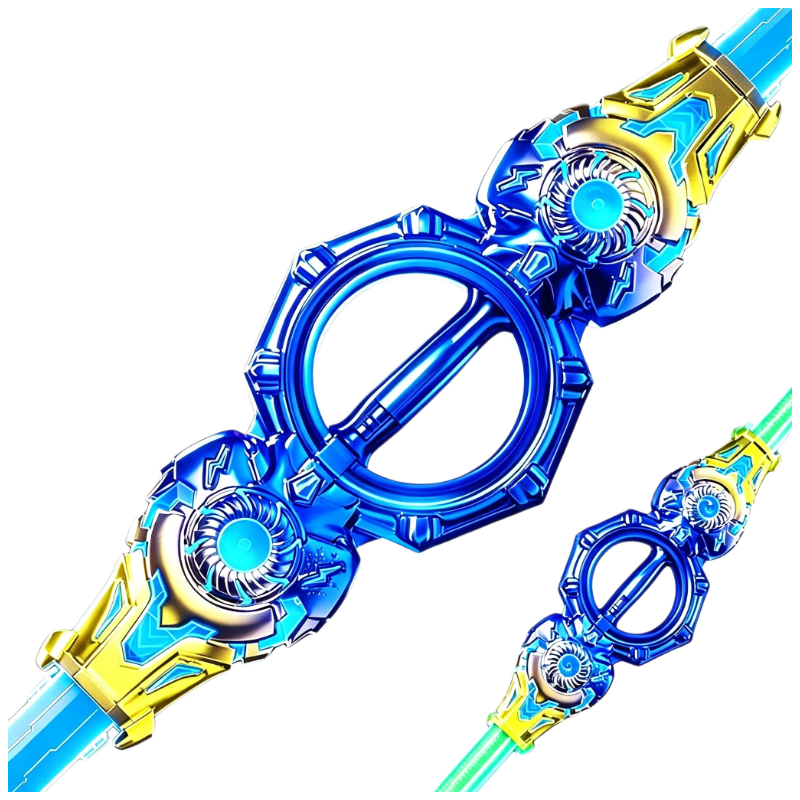 Miaobeile Kids Toy Boys Glowing Sword Fire Spinning Double-Blade Spark Rotating Telescopic Sword Birthday Gift