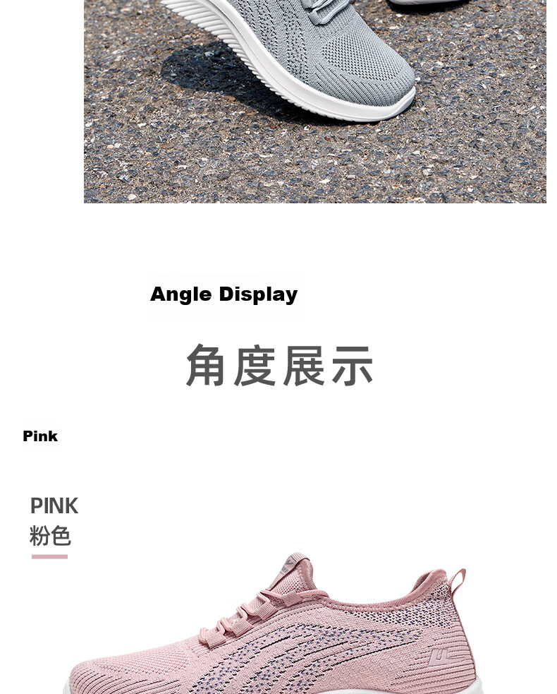 Warrior Elderly Women's Shoes Summer Mom Shoes Slip-On Soft Sole Middle-Aged and Elderly Sports Shoes Women 2122 Pink Size 38 25
