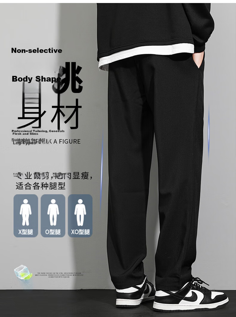JEEP SPIRIT Men's Sweatpants, Spring And Autumn Versatile Fashionable Pants, Loose Comfortable Straight-Leg Casual Trousers for Men, Black 2XL 2