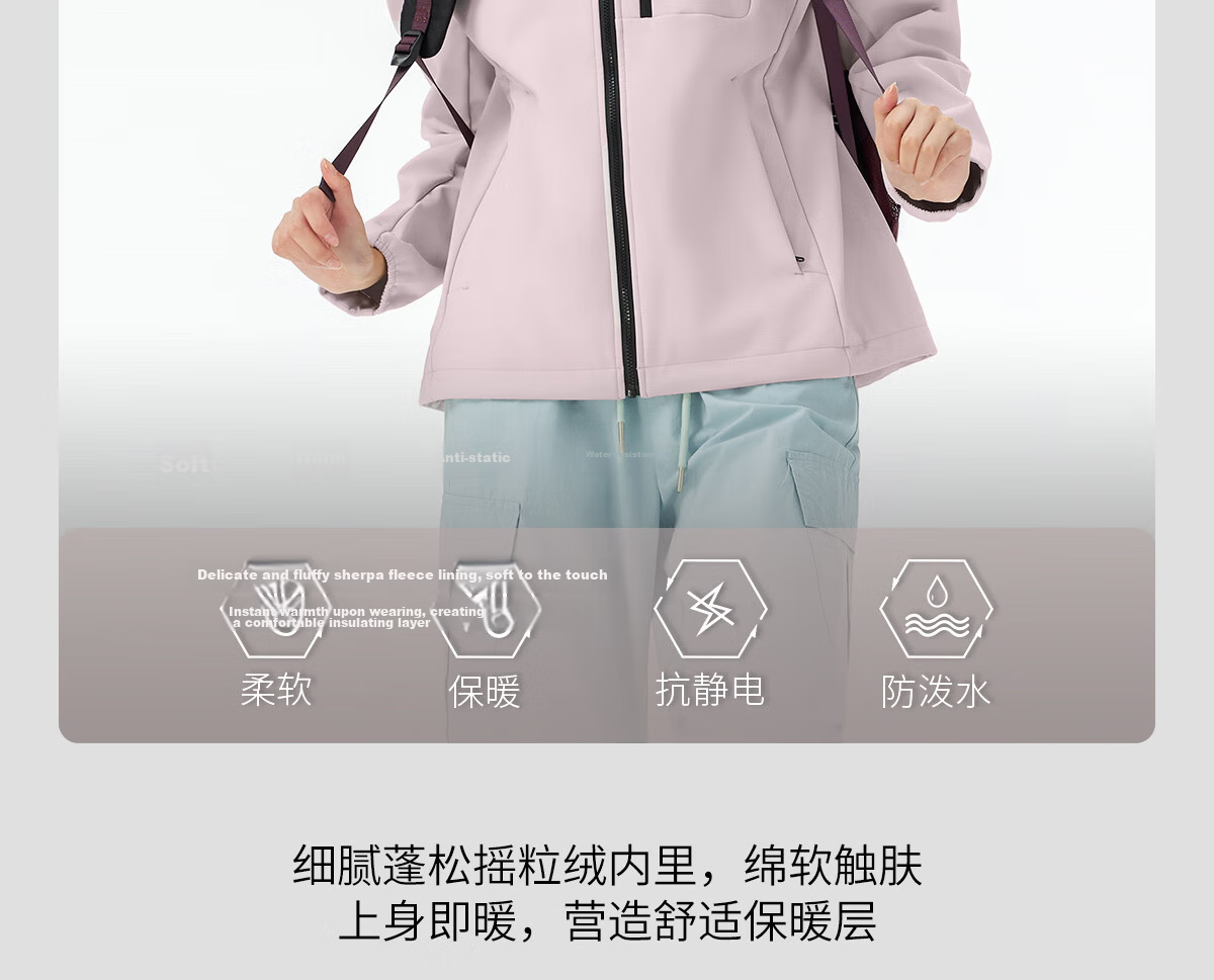 CAMEL Outdoor Softshell Jacket Women Fleece Lined Warm Anti-Static Windproof Waterproof Hooded Coat Men XL 5