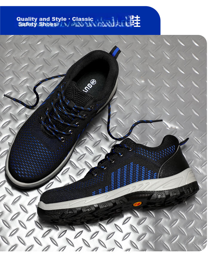 BlueOwl Shield Men's Summer Breathable Anti-Smash Steel Toe Anti-Puncture Wear-Resistant Safety Worksite Shoes DL9103 Size 37 17