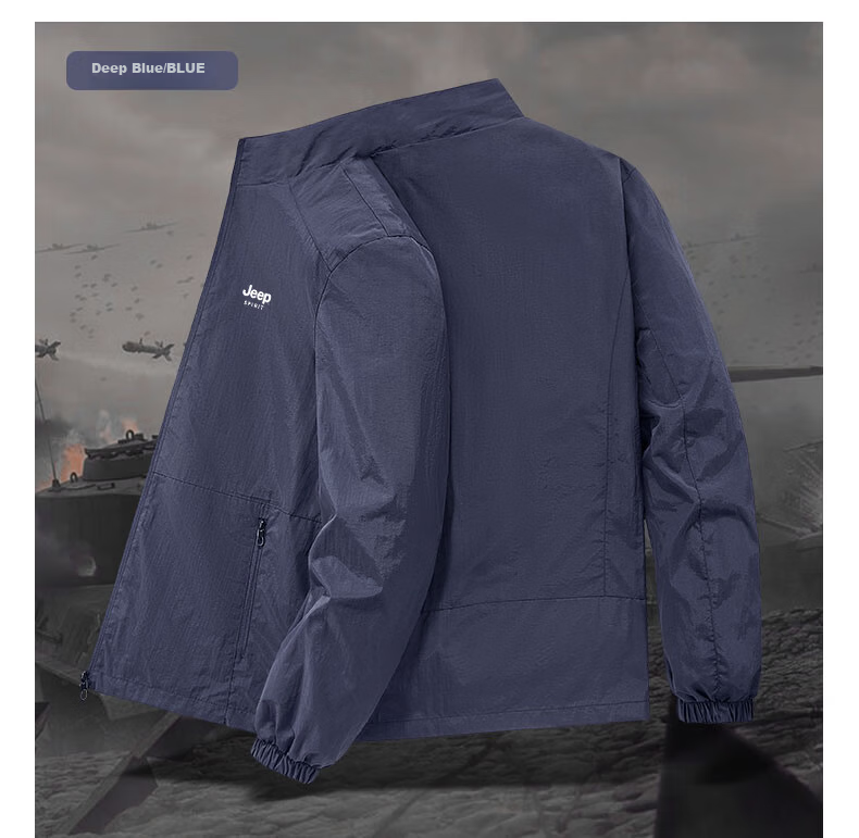 JEEP SPIRIT Men's Sun Protection Skin Jacket Summer Outdoor Sports Lightweight Jacket UV Protection Coat 15