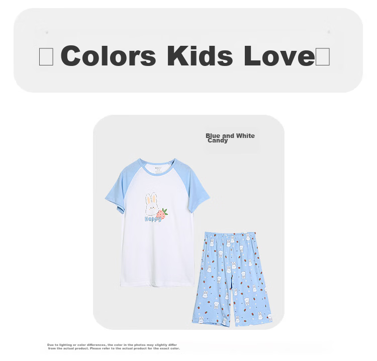 Hodohome Kids Girls Summer A-Class Pure Cotton Pajamas Homewear Big Children Air Conditioning Suit Set 302 150 11