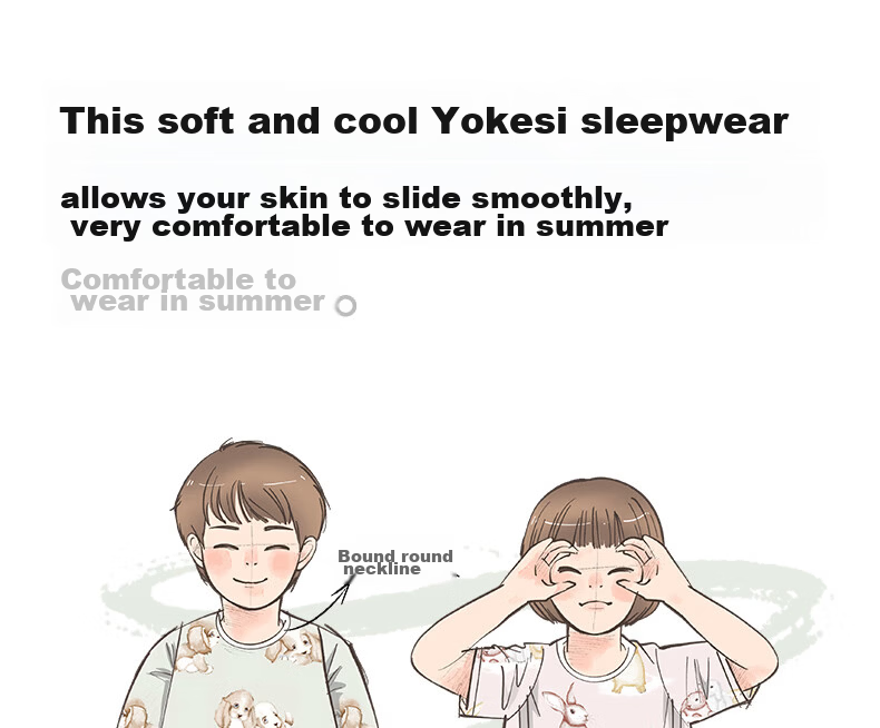 Betis Kids Summer 2026 Yokes Silk Sleepwear Boys Girls Short Sleeve Cool Nightgown 3