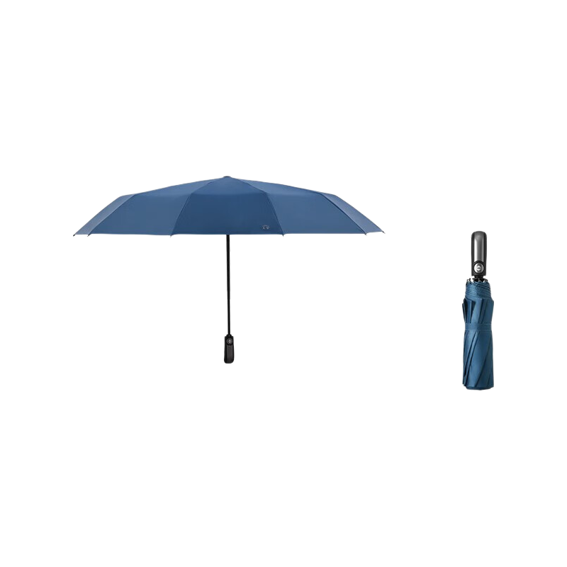 Tiantangsan Fully Automatic Umbrella, Three-Fold, 10-Rib Reinforced, One-Button Open/Close, Easy to Dry, Simple Design, Oil Blue