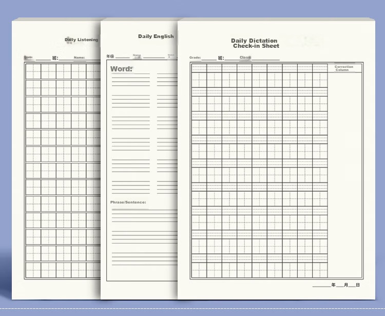 Dr. Dory 32K 50 Sheets Pinyin Tianzigé 7 Grids 5 Lines Pinyin Grid Notebook Chinese Character Practice Book Kindergarten Primary Beginner Handwriting Practice Daily Exercise 3-Pack 3