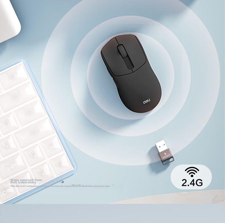 Deli Wireless Mouse Rechargeable Lightweight Ergonomic Portable Office Mouse for Laptop Desktop All-in-One 10000DPI Black LN30 5