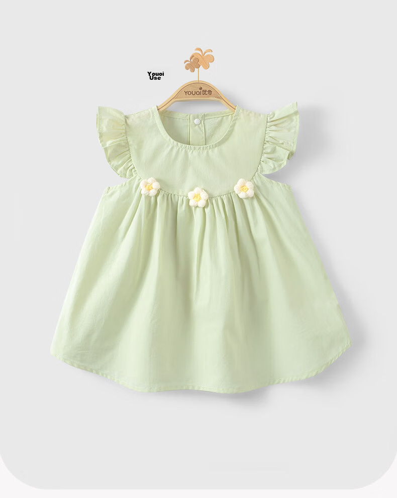 Youqi Baby Dress Summer Thin Girls Dress Toddler Girls Summer Flutter Sleeve Cute Outing Dress 13