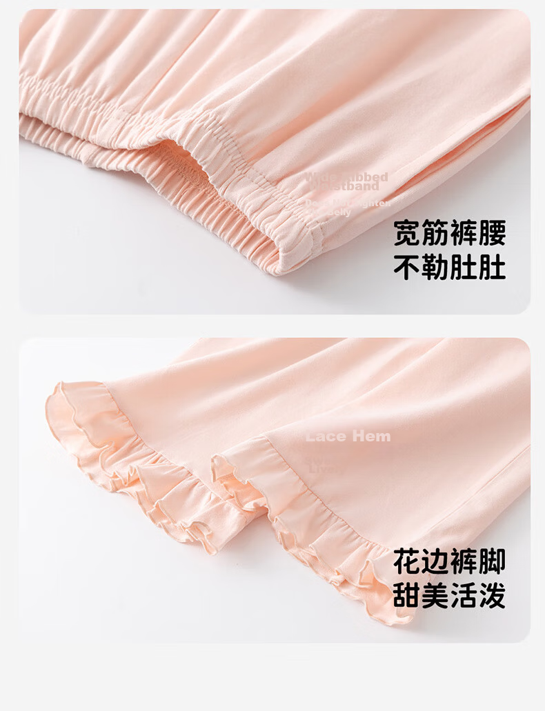 Dingguagua Girls' Cotton Long Sleeve Pajama Set Long Pants Air Conditioning Clothes Big Kids Princess Style Children's Homewear Pink 160 11
