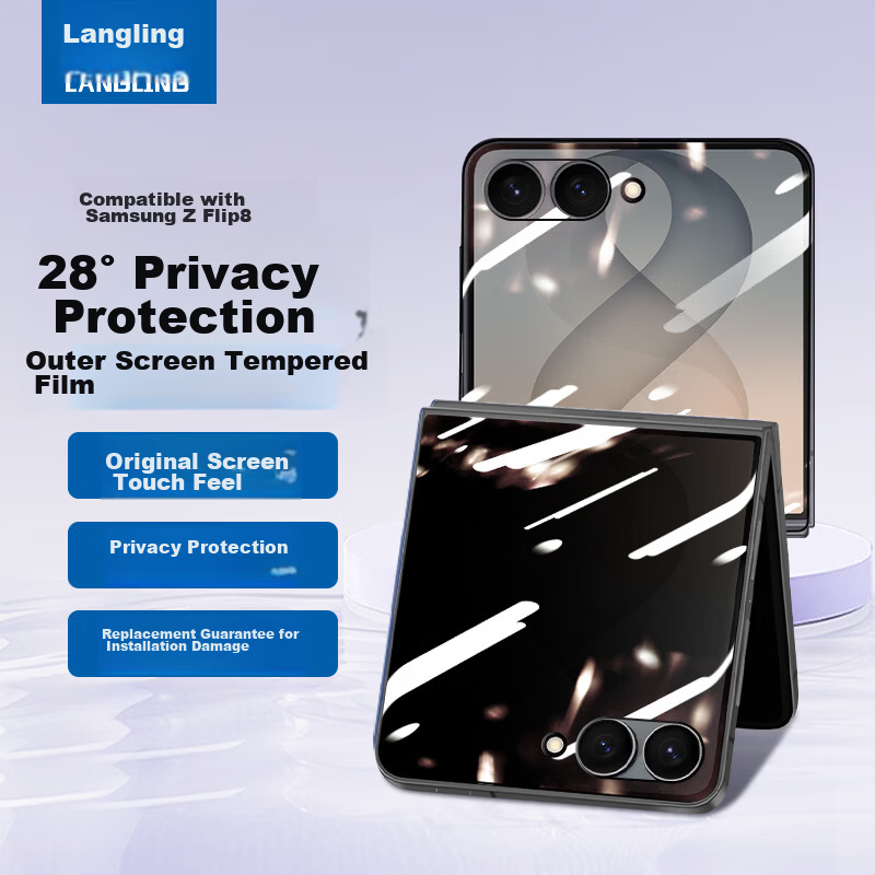 Langling [28° Privacy Protection] Tempered Glass Screen Protector for Samsung Z Flip8, Anti-Peeping Privacy Screen Protector, Foldable Screen Protective Film, Drop-Resistant Outer Screen Film
