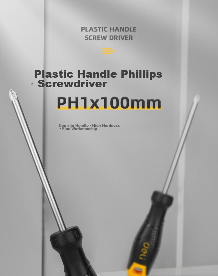 Deli Tool Plastic Handle Phillips Screwdriver PH1x100mm DL625100 (New and Old Versions Shipped Randomly) 1