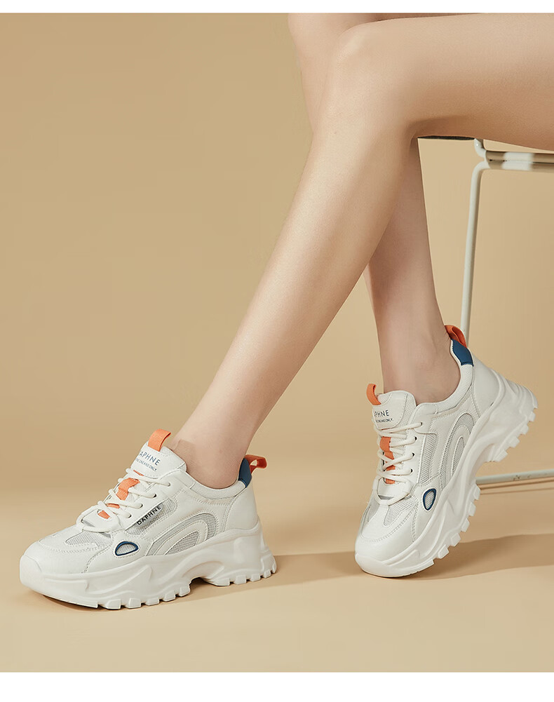 DAPHNE Mesh Casual Shoes for Women, Thick-Soled Breathable Height-Increasing Slimming Foot-Smallening Dad Shoes 4623101141 White Blue 36 10