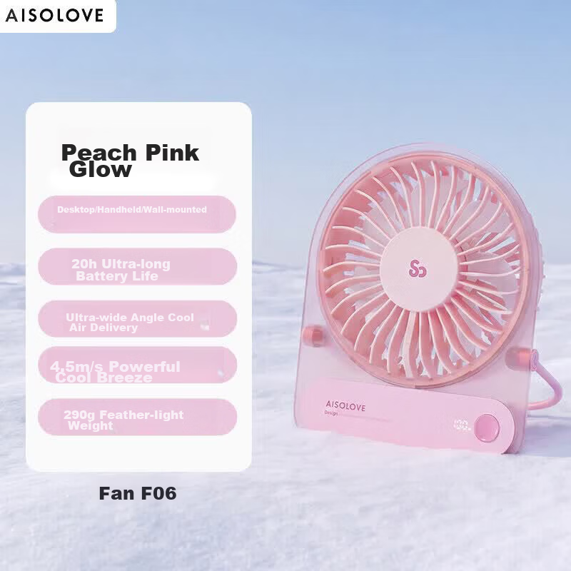 SOLOVE Desktop Mini USB Rechargeable Powerful Office Student Dorm Small Home Mini Fan Long Battery Life Silent Portable Cooling Device Pink