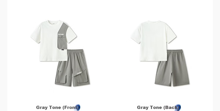 Balabala Boys' Short Sleeve Set Children's Two-Piece Outfit 2026 New Summer T-Shirt and Pants Cool and Comfortable 30