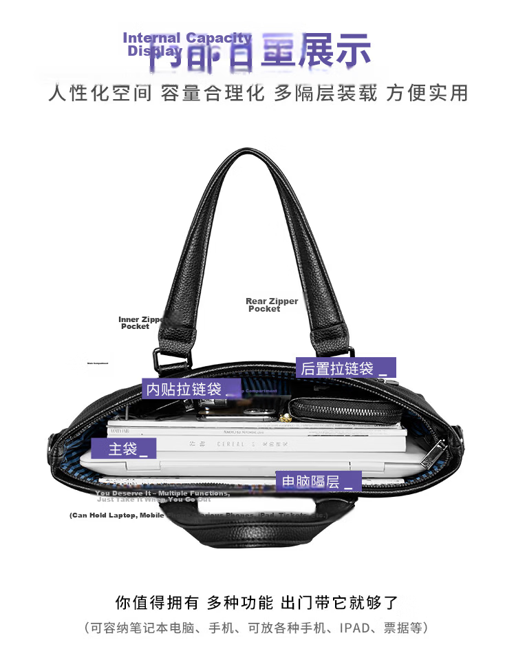 COW Men's Briefcase Genuine Leather Business Handbag First Layer Cowhide Crossbody Fashion Casual Office Bag 8610 Genuine Leather Model 10