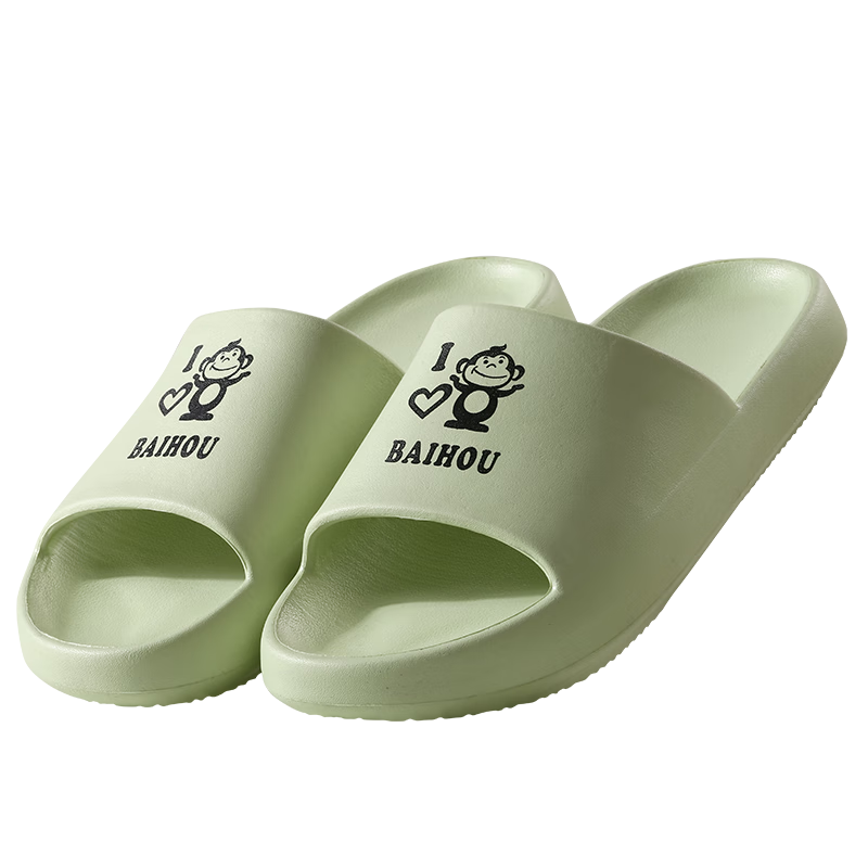 BAIHOU Summer Couple Cartoon Home Thick-Soled Squishy Slippers for Students, Men And Women, 006 Grass Green, Size 40-41